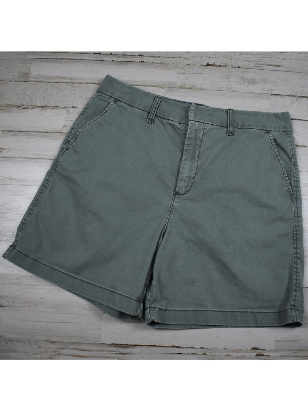 Anne Klein Chino Shorts Women's 10 Green Cotton Stretch High Rise Summer Casual